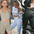 Factory Activewear Supplier 2 Pcs Custom Gym Wear Women Front Mesh Sportswear Seamless Workout Leggings Set